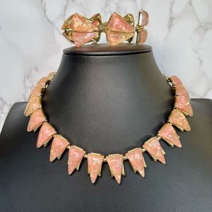 Vintage Coro Thermoset Light Pink Confetti Style Necklace & Bracelet Set RARE